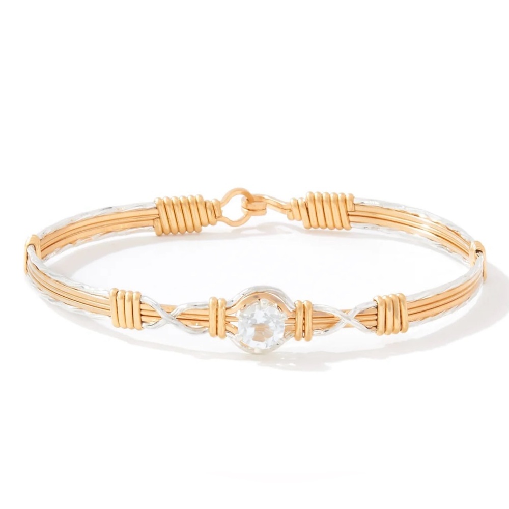 RONALDO I LOVE YOU MORE TWO TONE WHITE TOPAZ BRACELET 8”